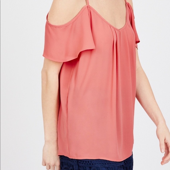 Flowy Coral Octavia cold shoulder top - Picture 6 of 7